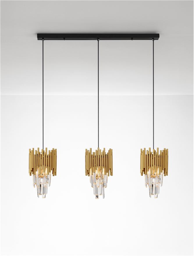 Подова лампа MAGNOLIA 3x5W E14 Златист алуминий, пясъчно черна стомана