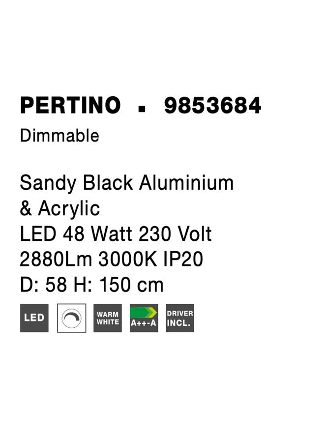 Висящо осветително тяло (пендел) PERTINO 48W 3000K Пясъчно черен алуминий