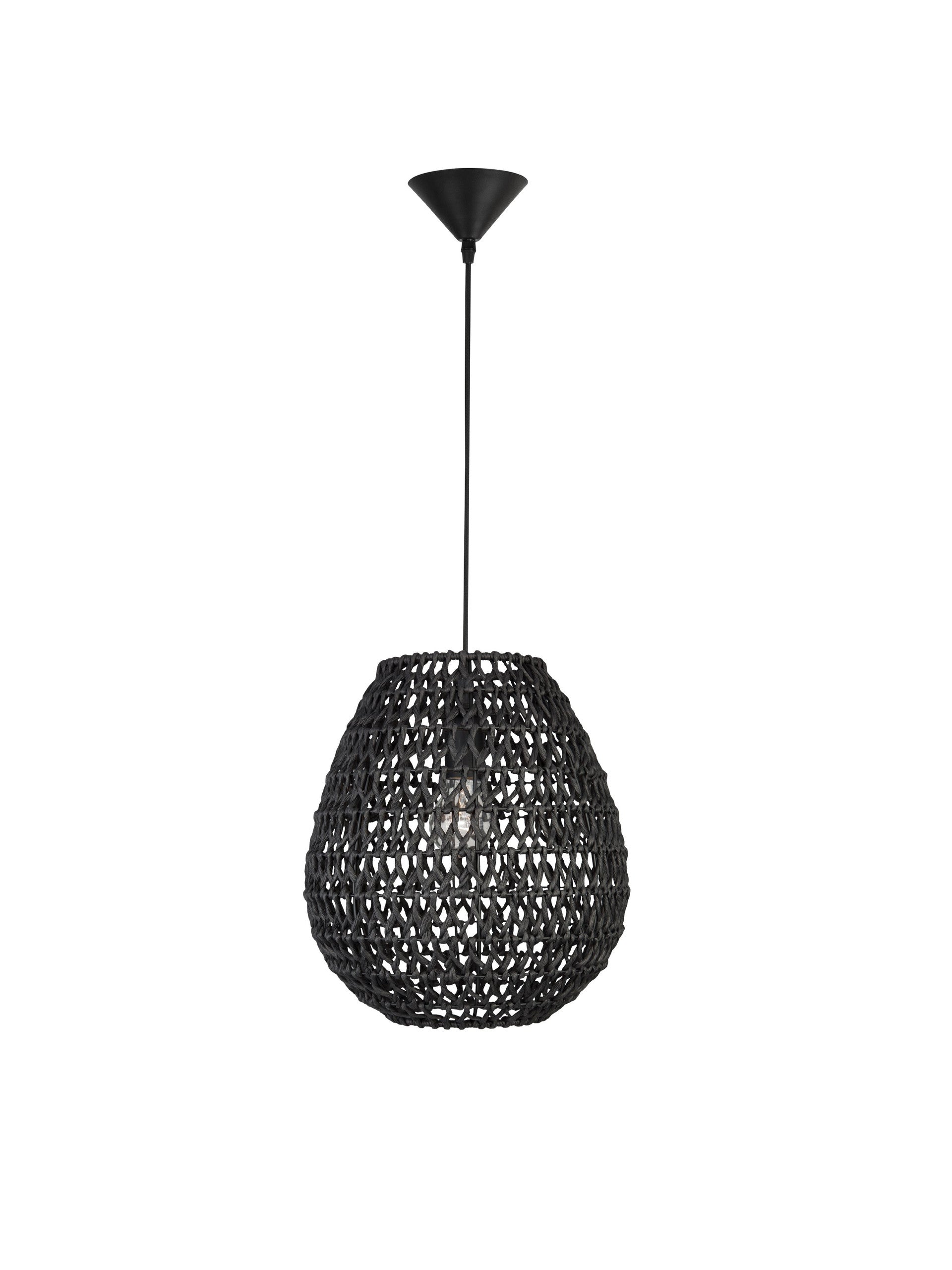 Висящо осветително тяло (пендел) GRIFFIN 12W LED Черна хартия Черен текстилен кабел