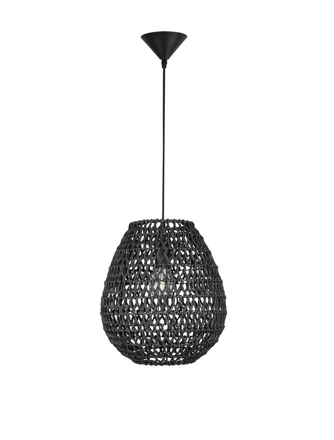 Висящо осветително тяло (пендел) GRIFFIN 12W LED Черна хартия Черен текстилен кабел