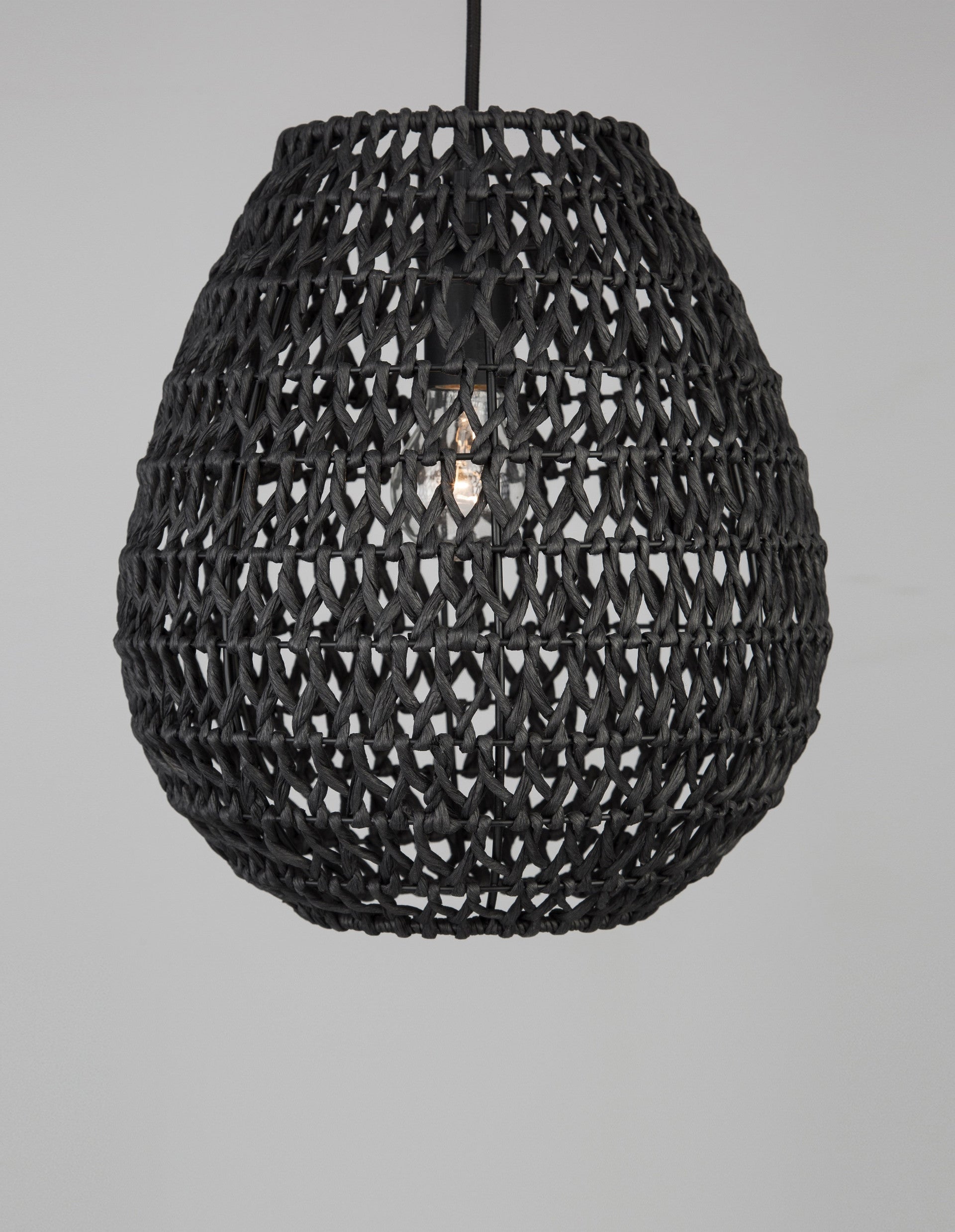 Висящо осветително тяло (пендел) GRIFFIN 12W LED Черна хартия Черен текстилен кабел