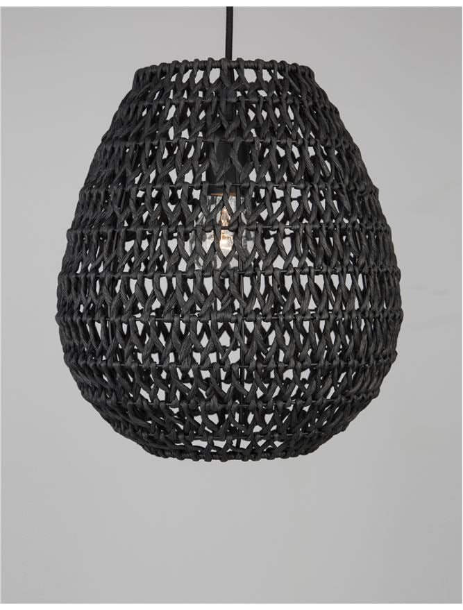 Висящо осветително тяло (пендел) GRIFFIN 12W LED Черна хартия Черен текстилен кабел
