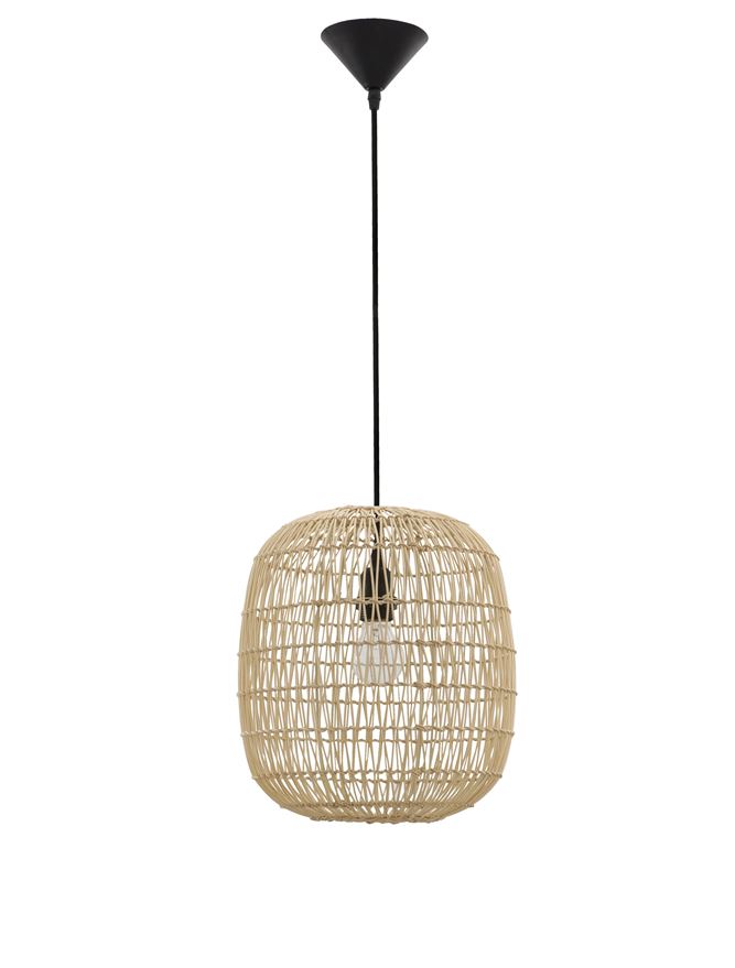 Висящо осветително тяло (пендел) MELODY 12W LED Натурален ратан Черен текстилен кабел