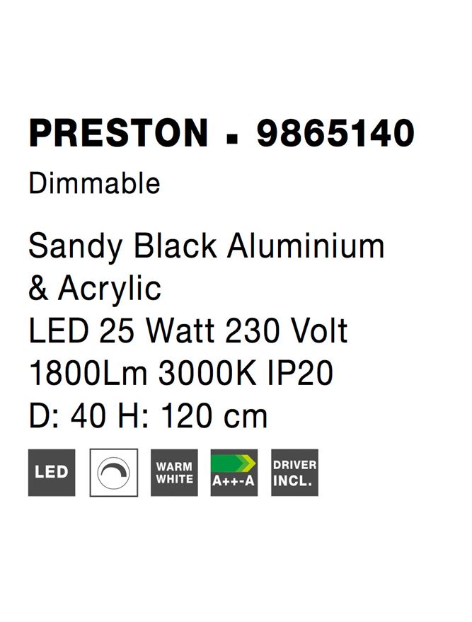 Висящо осветително тяло (пендел) PRESTON 30W Пясъчно черен