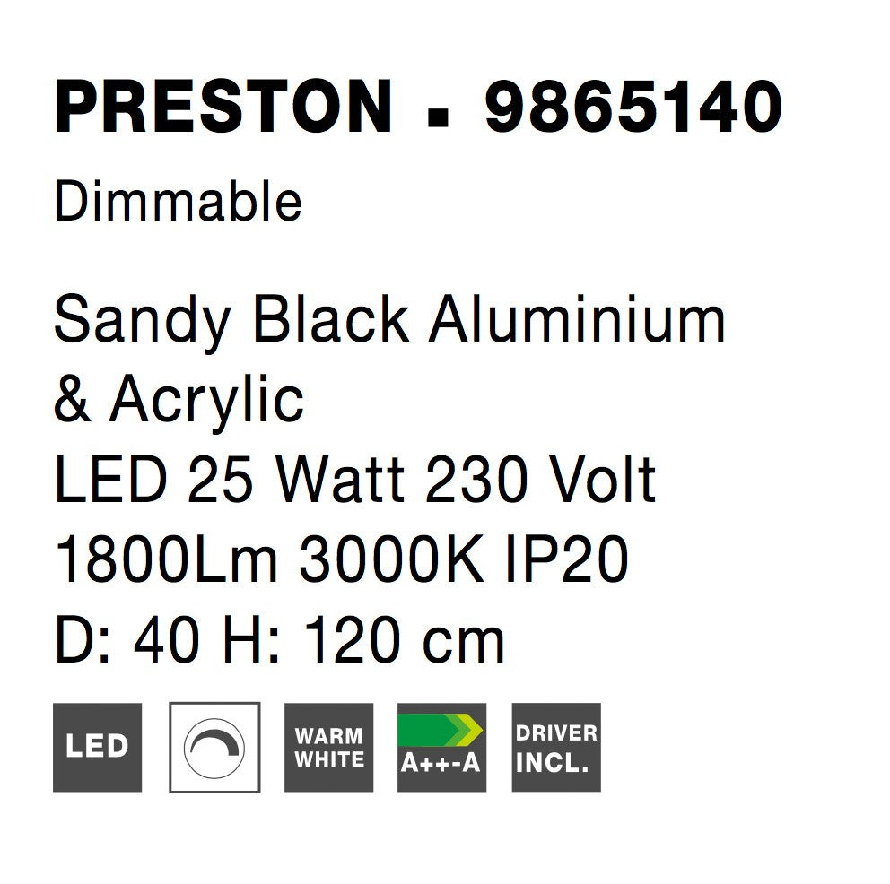 Висящо осветително тяло (пендел) PRESTON 30W Пясъчно черен