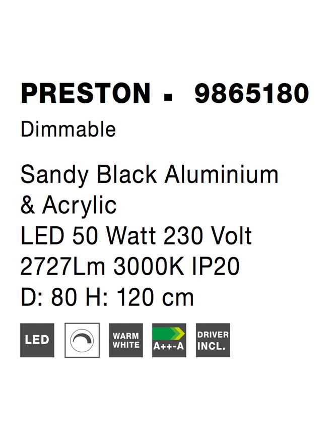 Висящо осветително тяло (пендел) PRESTON 50W Пясъчно черен