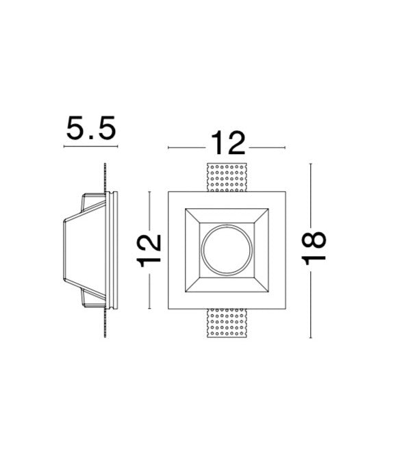 Техническо осветление INSET 35W Бял гипс GU10