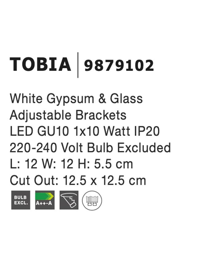 Техническо осветление INSET 35W Бял гипс и стъкло GU10