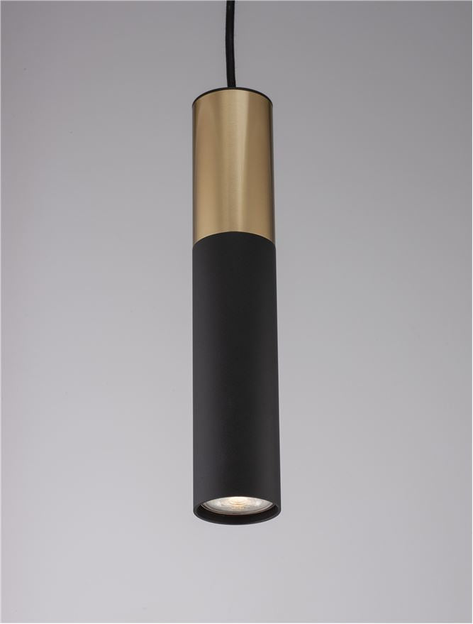 Висящо осветително тяло (пендел) PONGO 10W GU10 Пясъчно черен и златист алуминий ⌀5.6 H180см