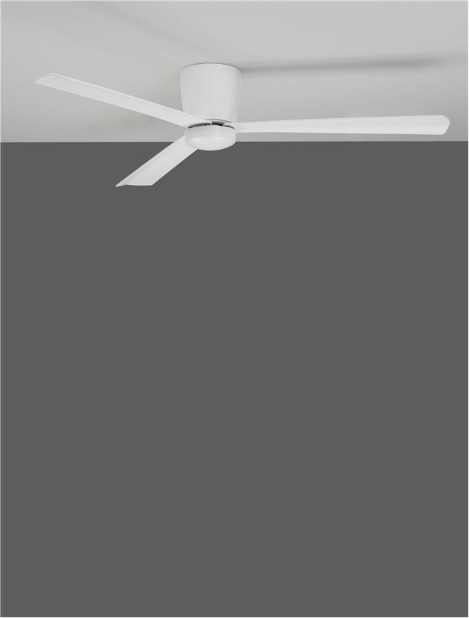 Плафон DELL 38W LED Бял алуминий, черни ABS перки, вентилатор Ø122см