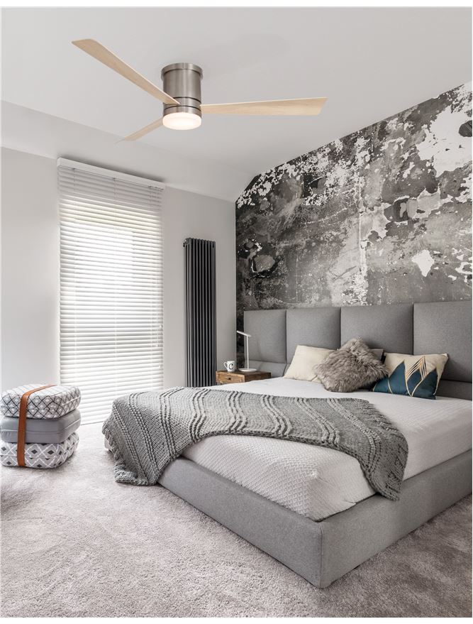 Плафон SATIN 35W Тъмен антрацит стомана и стъкло вентилатор Ø132 H25см