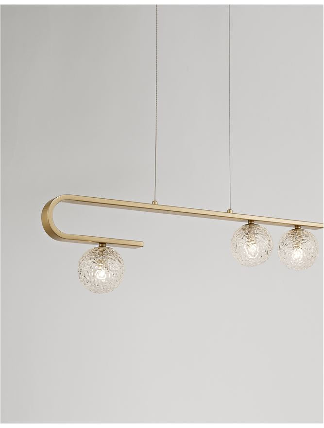 Висящо осветително тяло (пендел) MIRANO LED 15W G9 Златист месинг Прозрачно структурирано стъкло L80 W10 H180см