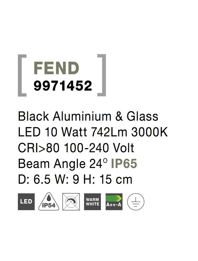 Външен аплик FEND 10W Тъмен антрацит алуминий стъкло IP65