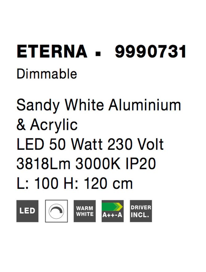 Висящо осветително тяло (пендел) ETERNA 50W 3000K Пясъчно бял алуминий