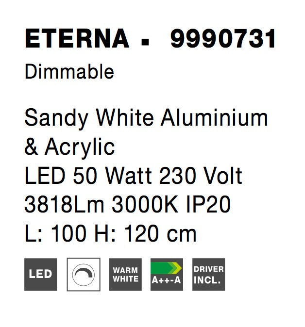 Висящо осветително тяло (пендел) ETERNA 50W 3000K Пясъчно бял алуминий