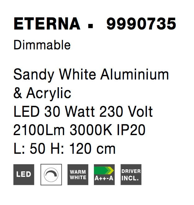 Висящо осветително тяло (пендел) ETERNA 30W 3000K Пясъчно бял алуминий