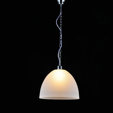 висящо осветително тяло 1XE37 бял със стъклена част с райета D38CM MANOLIA