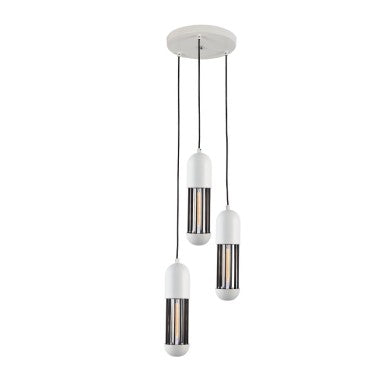 висящо осветително тяло 3xE27 бял металик D27xH120cm LAB