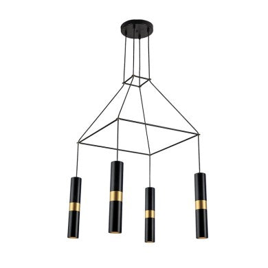 висящо осветително тяло 4XGU10 метален черен 56x56xH150cm DA VINCI