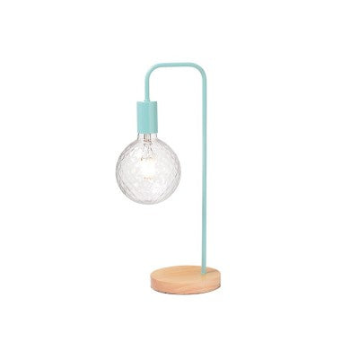 Настолна лампа 1xE27 металик мента с дърво Φ18xH48cm NAXOS