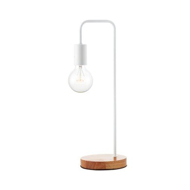 настолна лампа 1xE27 бял метален с дърво Φ18xH48cm NAXOS
