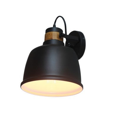 метален осветител 1xE27 Φ20cm черен с дърво ERNEST