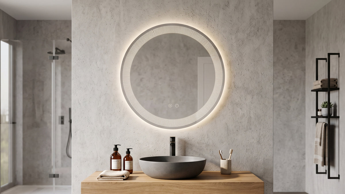 LED огледало Caps 70cm | Декоративен пръстен | Anti Fog | Touch Control | IP54