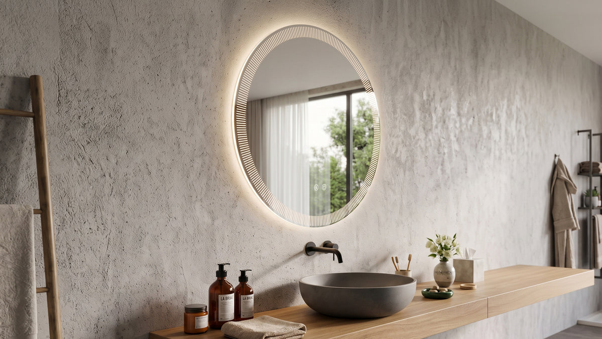 LED огледало Caps 70cm | Декоративен пръстен | Anti Fog | Touch Control | IP54