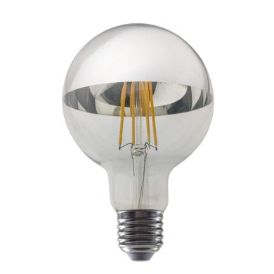 LED filament крушка E27 димируема G95 8W сребърен 2700K 230V AC 900lm Ra80 30000ч 180°