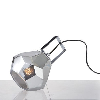 настолна лампа 1xE27 стъкло тонирано и хром Ø18xH24,5cm DIAMONDRA