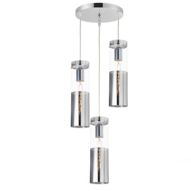 висящо осветително тяло 3xE27 хром+стъкло+метал Φ28xH120cm DEJAVU
