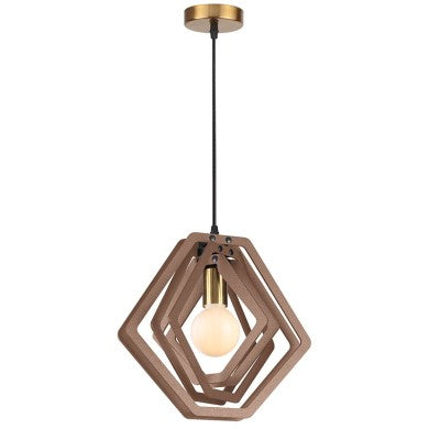 висящо осветително тяло 1xE27 светлокафява кожа MDF D34xH100cm TRITON