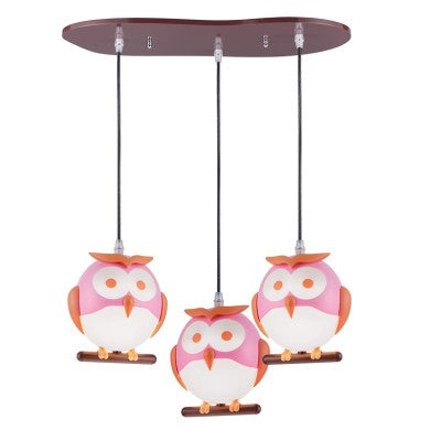 висящо осветително тяло 3xE14 розово пластмасов OWL 50x30x100см KOKKA