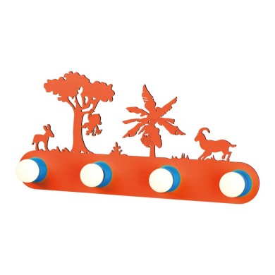 стенно осветително тяло 4xE27 оранжев металик+MDF JUNGLE 51x24,3x13,5см