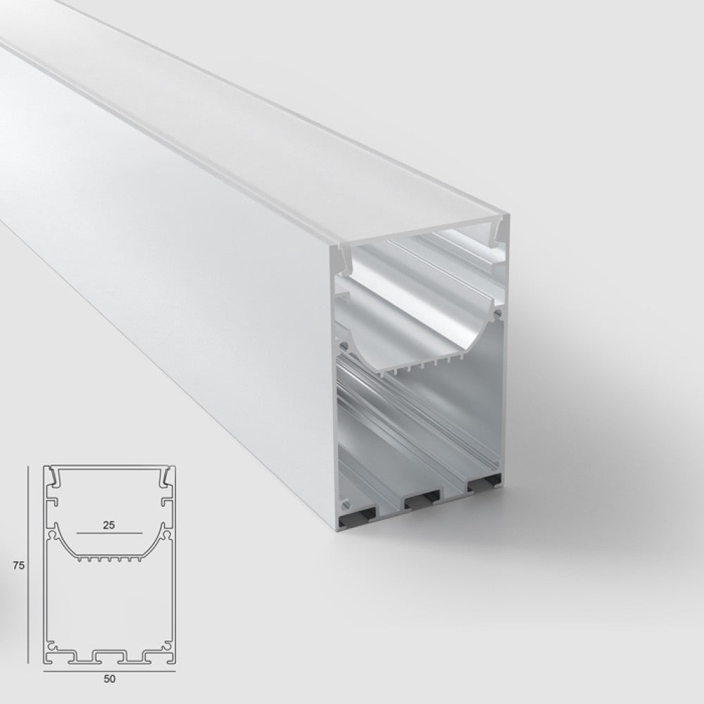 Алуминиев профил за LED лента Eco Line 50 OM | 50x75 мм | 1 метър | Опалов дифузер - alternate view