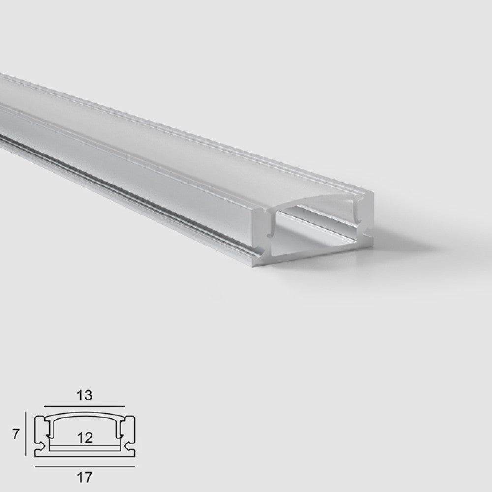 Алуминиев профил за LED лента OM 509 | 17×7 мм | 3 метра | OPAL дифузер