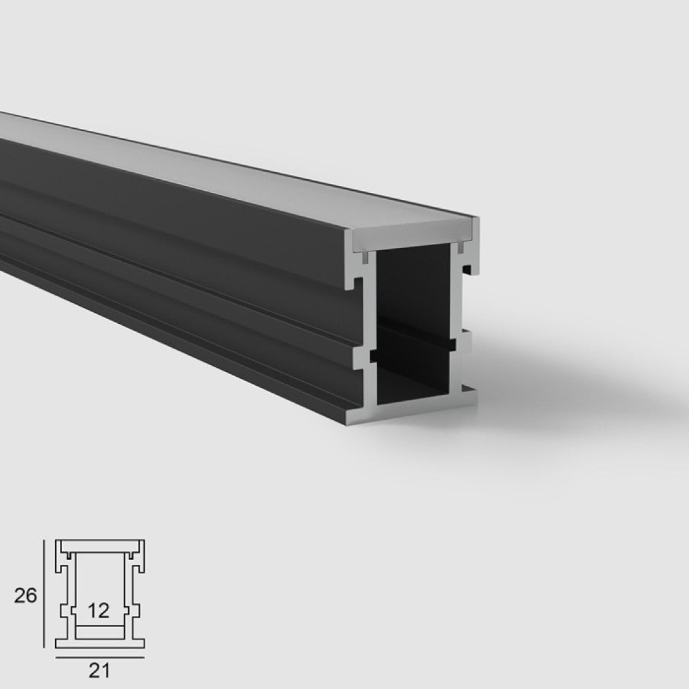 Алуминиев профил за вграждане в земя на LED 2126F | 21×26 мм | 1 метър | OPAL дифузер - alternate view