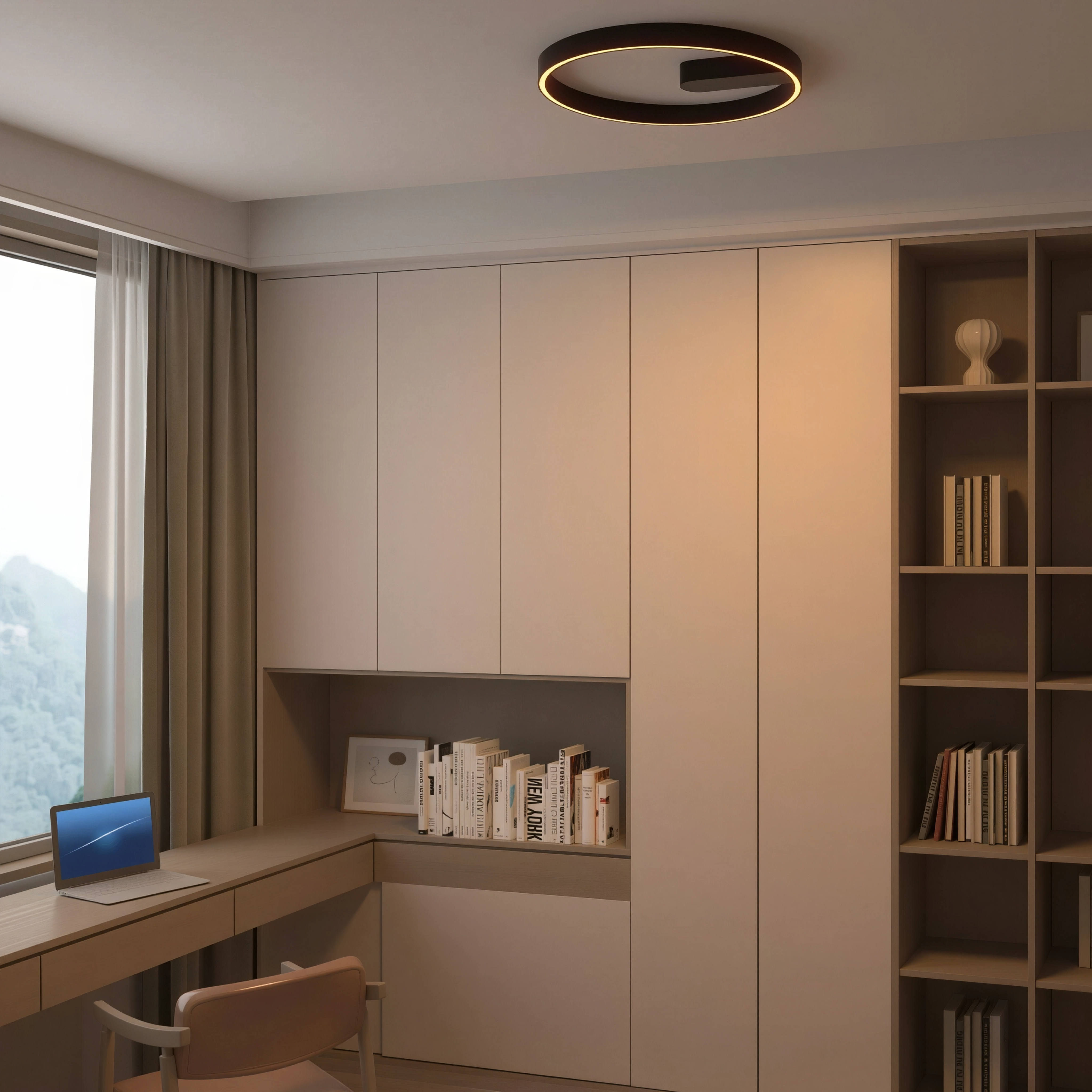 Кръгъл LED плафон Minimal | Черен | G-образен | 60cm | 45W