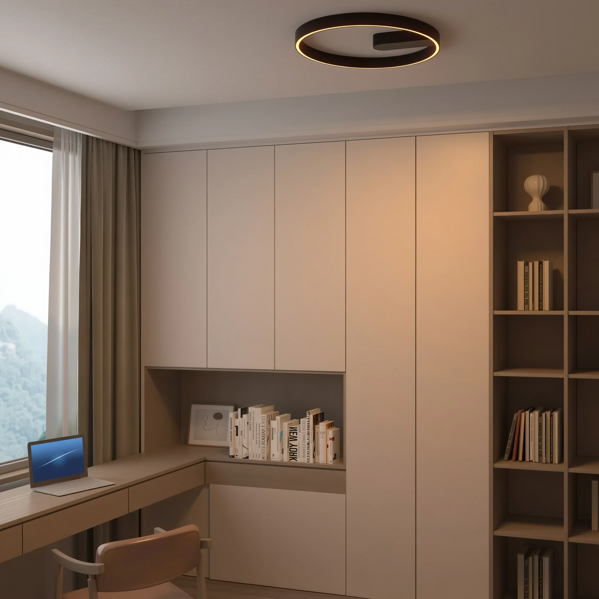 Кръгъл LED плафон Minimal | Черен | G-образен | 60cm | 45W