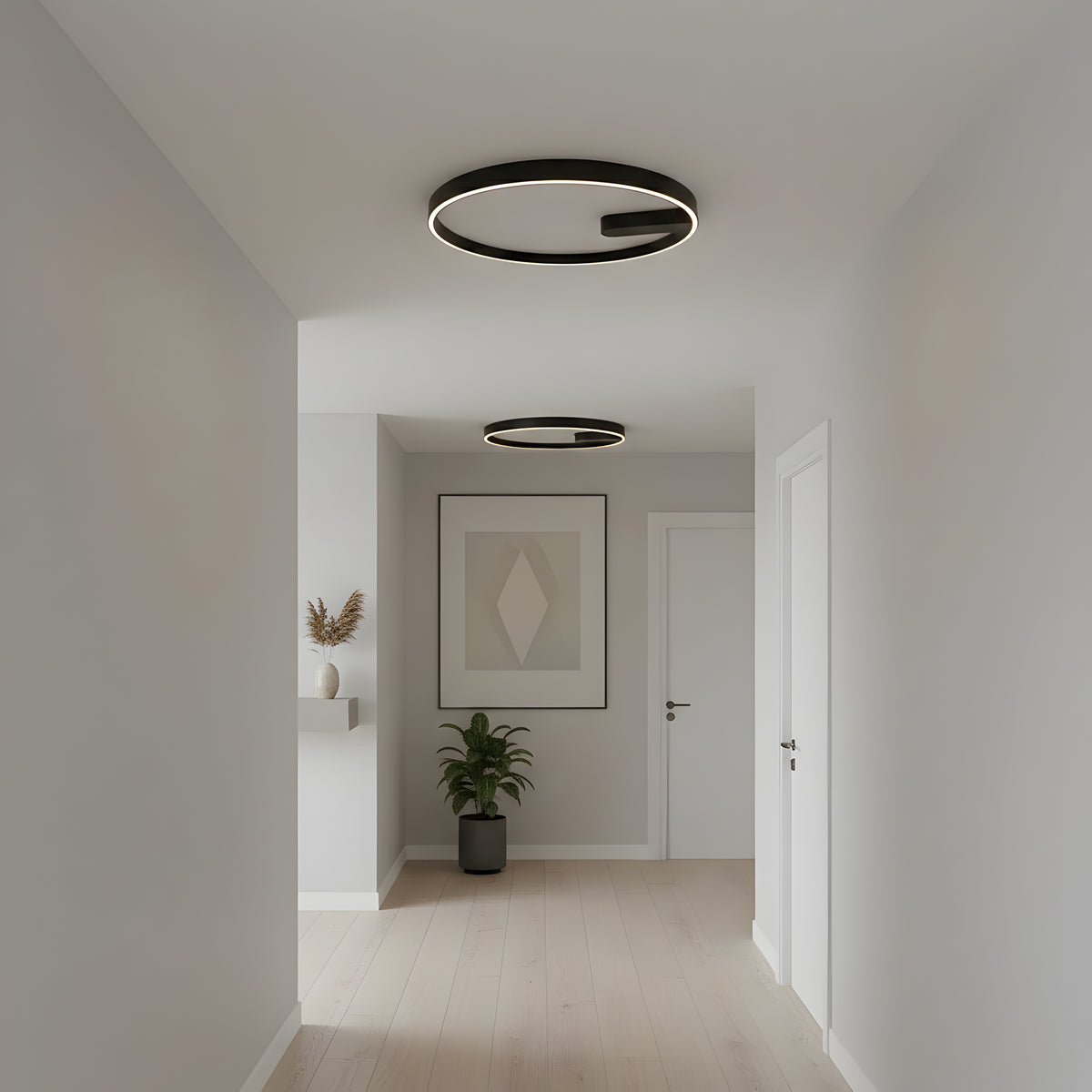 Кръгъл LED плафон Minimal | Черен | G-образен | 60cm | 45W