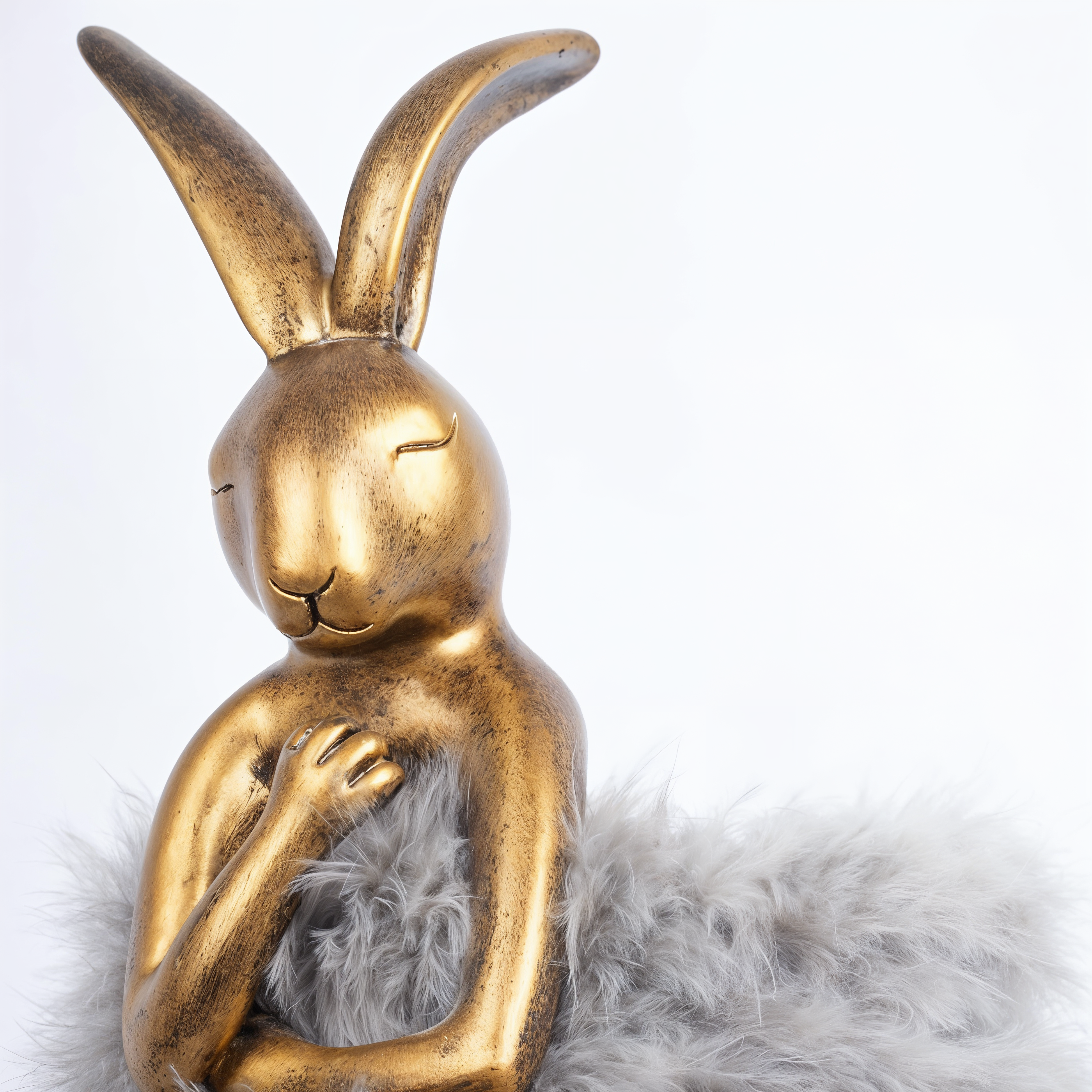 Декоративна настолна лампа Bunny Fluffy | Зайче със сива рокля | 51cm