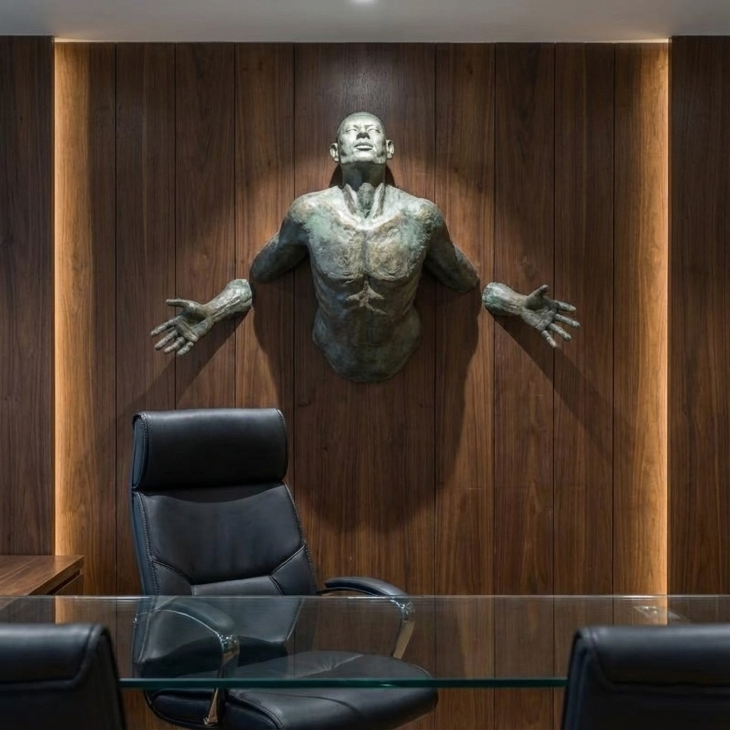 Декоративна стенна скулптура Man on the Wall | Мъжки торс | 120cm