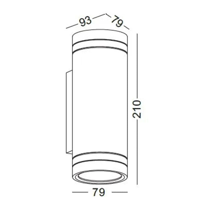 Фасаден LED аплик | Цилиндричен | Двупосочно светене | 2×3W | IP65