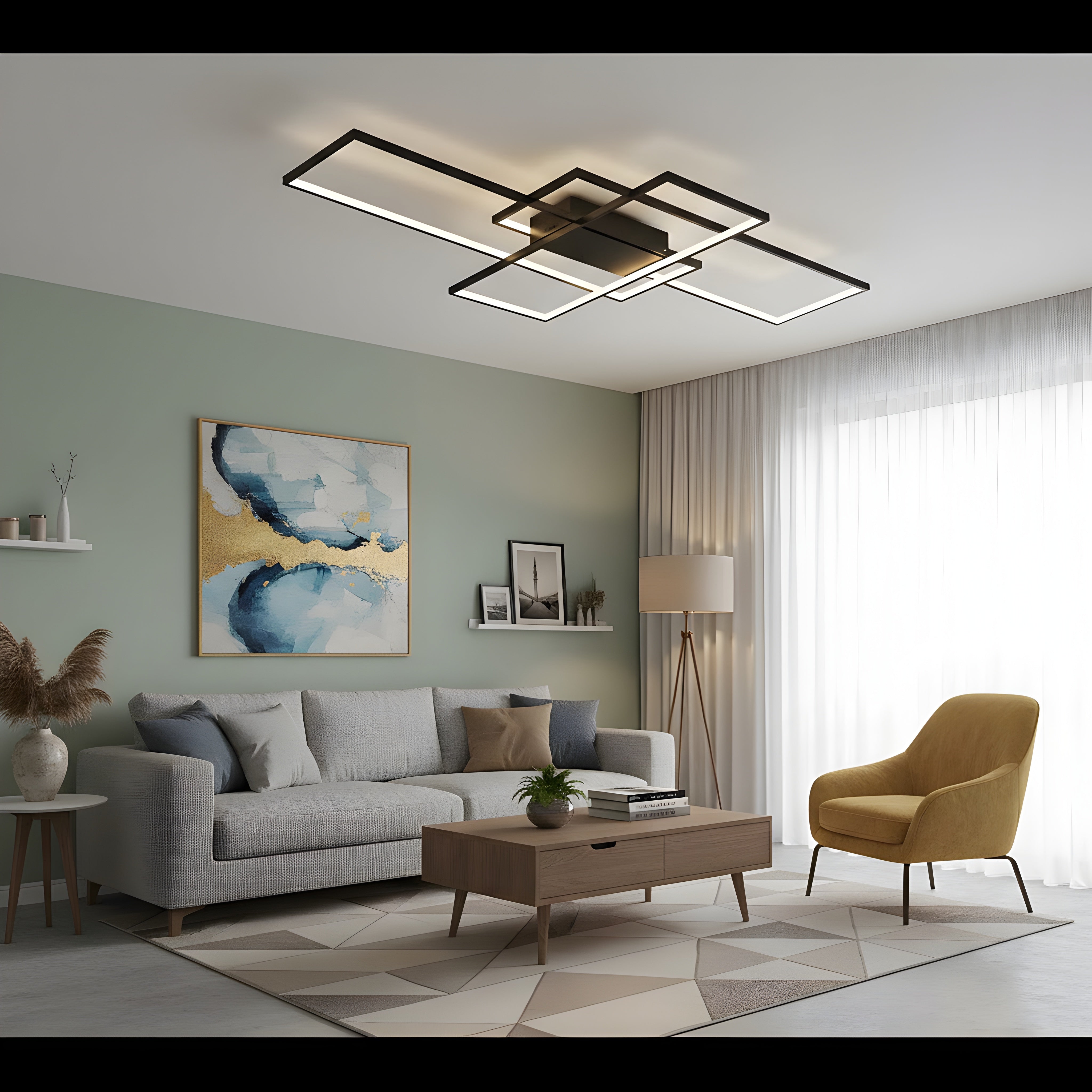 Голям LED плафон Triple | Геометричен дизайн | 68W