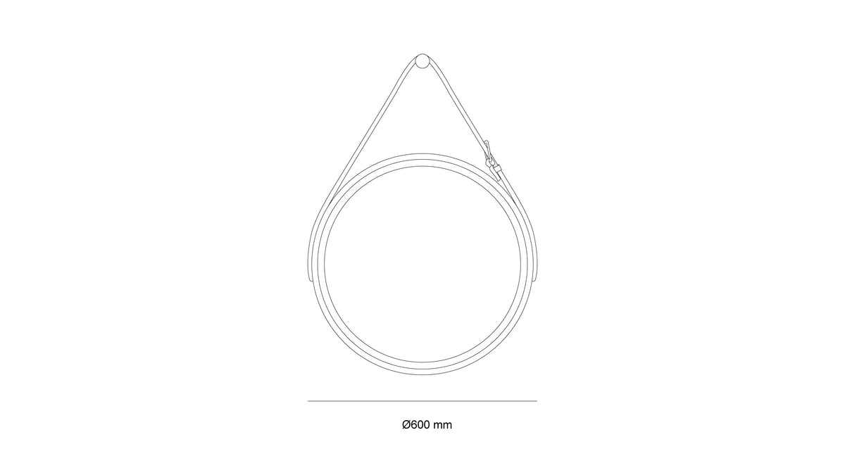 Кръгло LED огледало Strap | Кожен колан | 60cm | Anti Fog | Touch Control