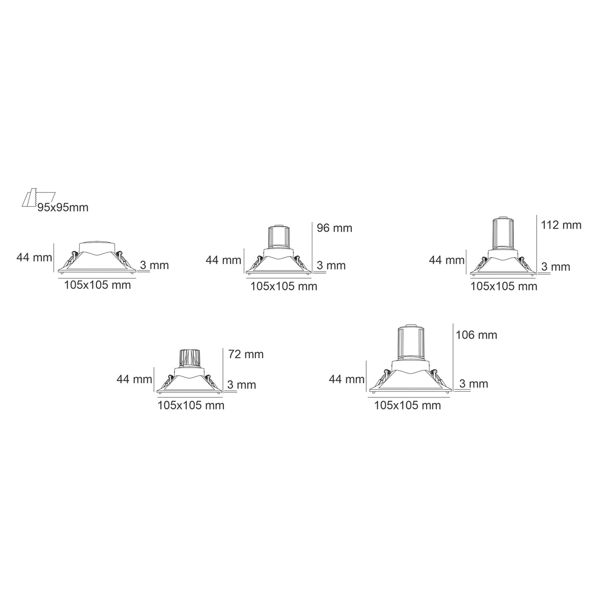 Квадратна LED луна за вграждане Vivienne 1082 | GU10