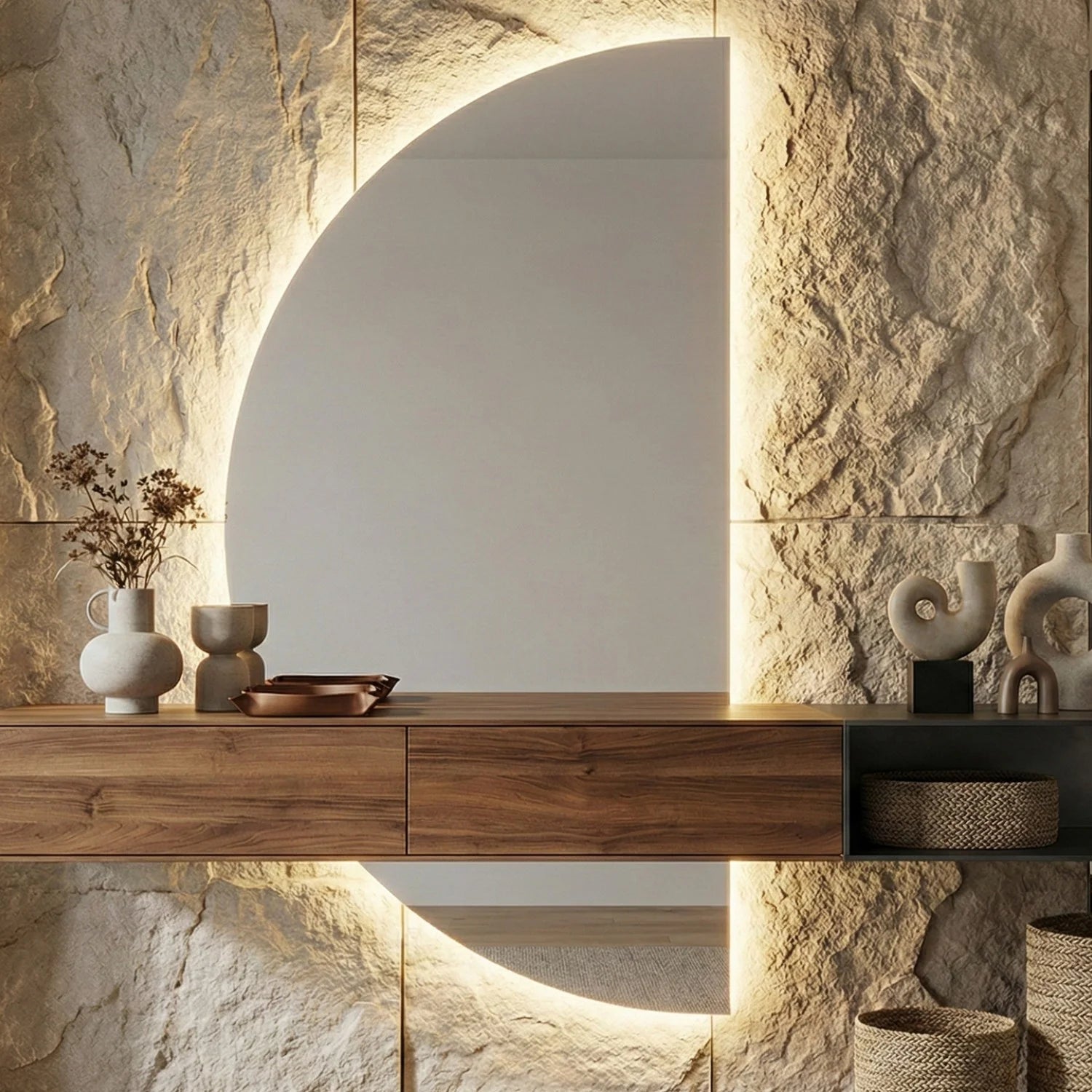LED огледало Arch 80×120cm | D-образно | Полусфера | Anti Fog | Touch Control