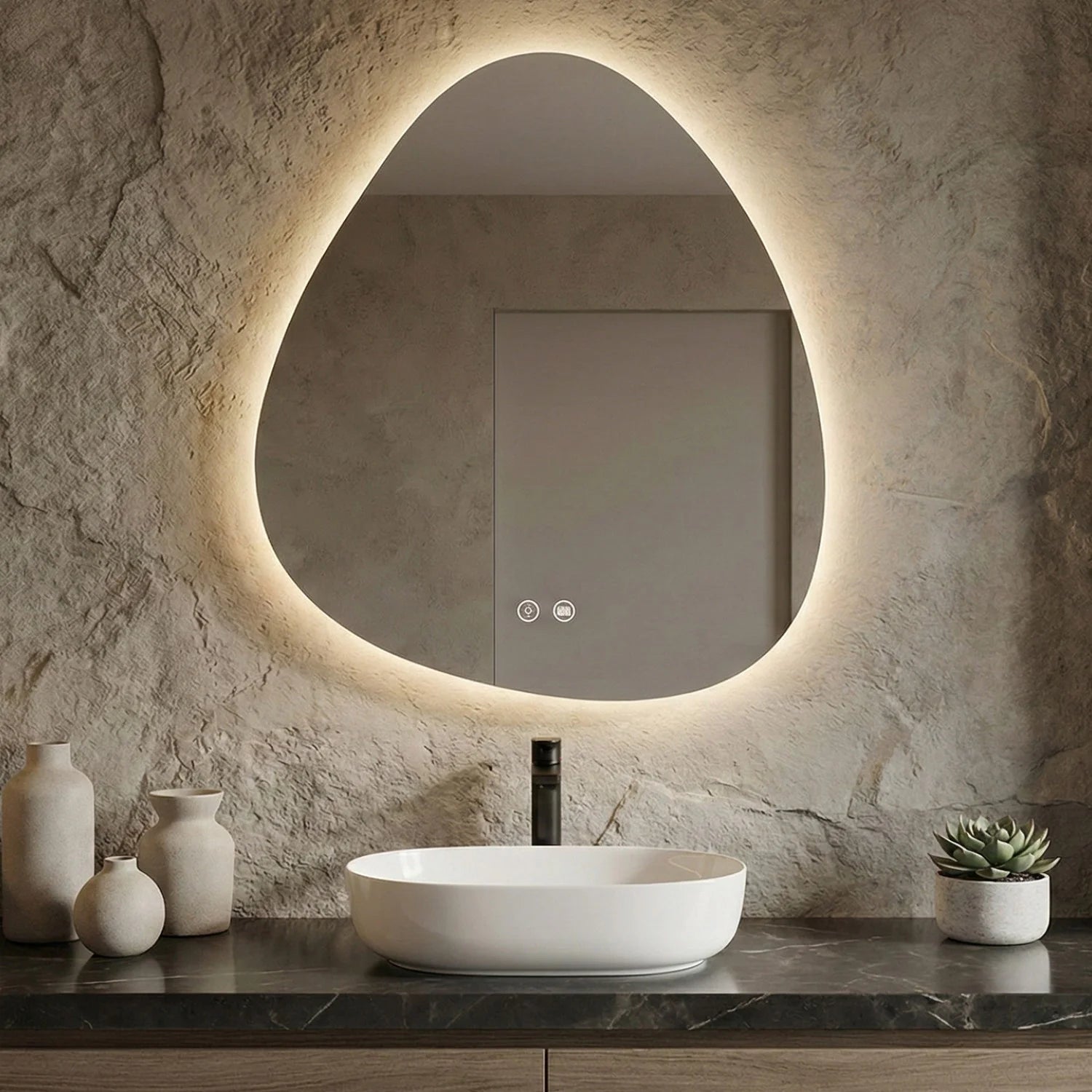 LED огледало Drop 60cm | Асиметрична Капка | Anti Fog | Touch Control