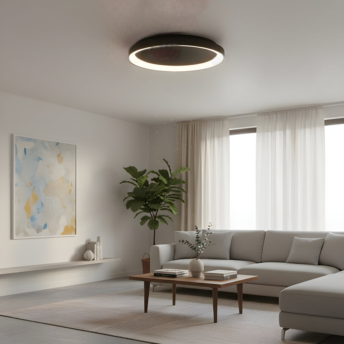LED плафониера Sirius с тънък профил и светлинен пръстен | 3-CCT | 48W