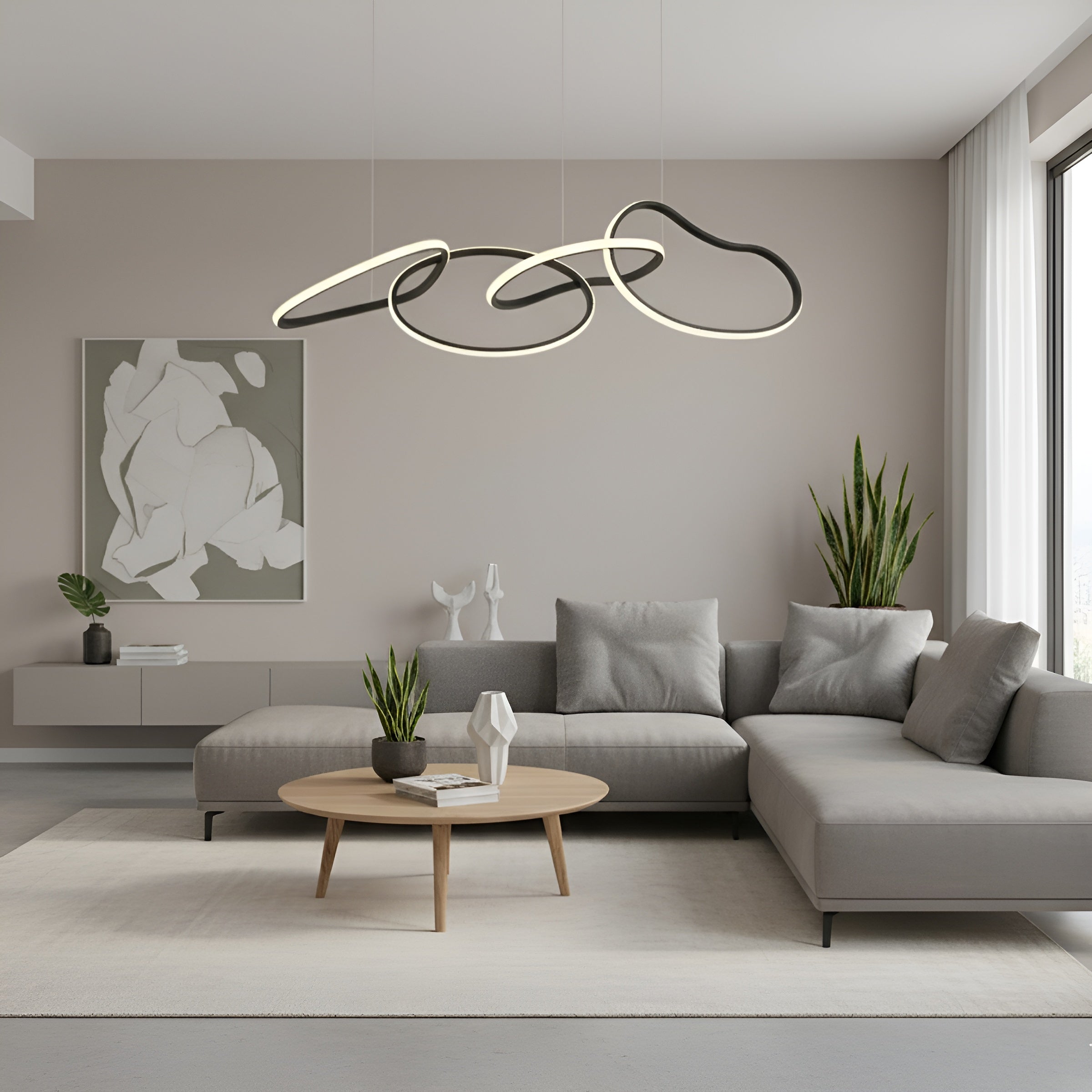 LED полилей Meridian | Висящи халки | Златист | Черен | 35W | 3000K